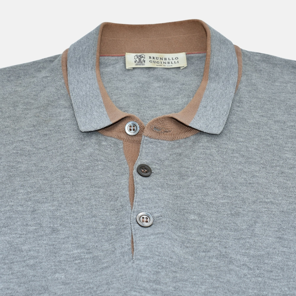 Grey Longsleeve Polo Cotton