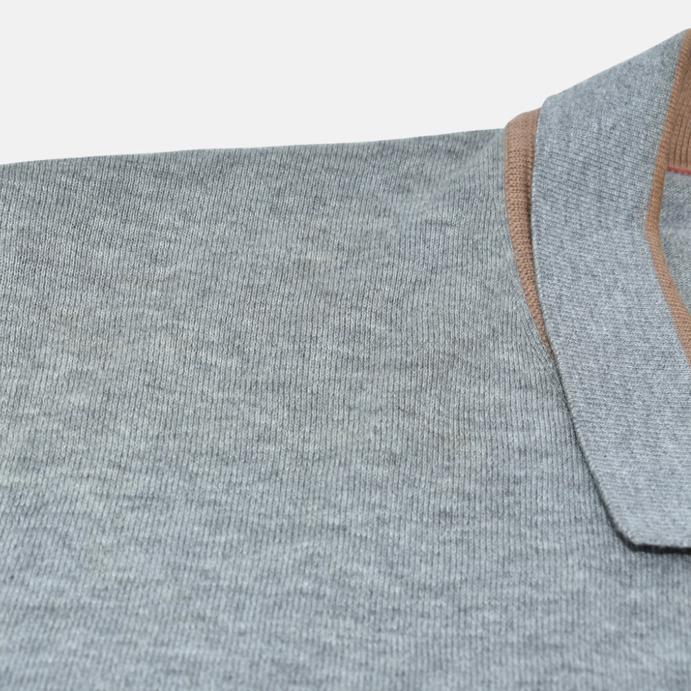 Grey Longsleeve Polo Cotton