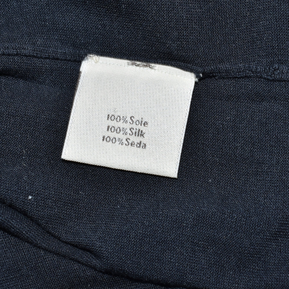 Navy Silk Longsleeve Polo