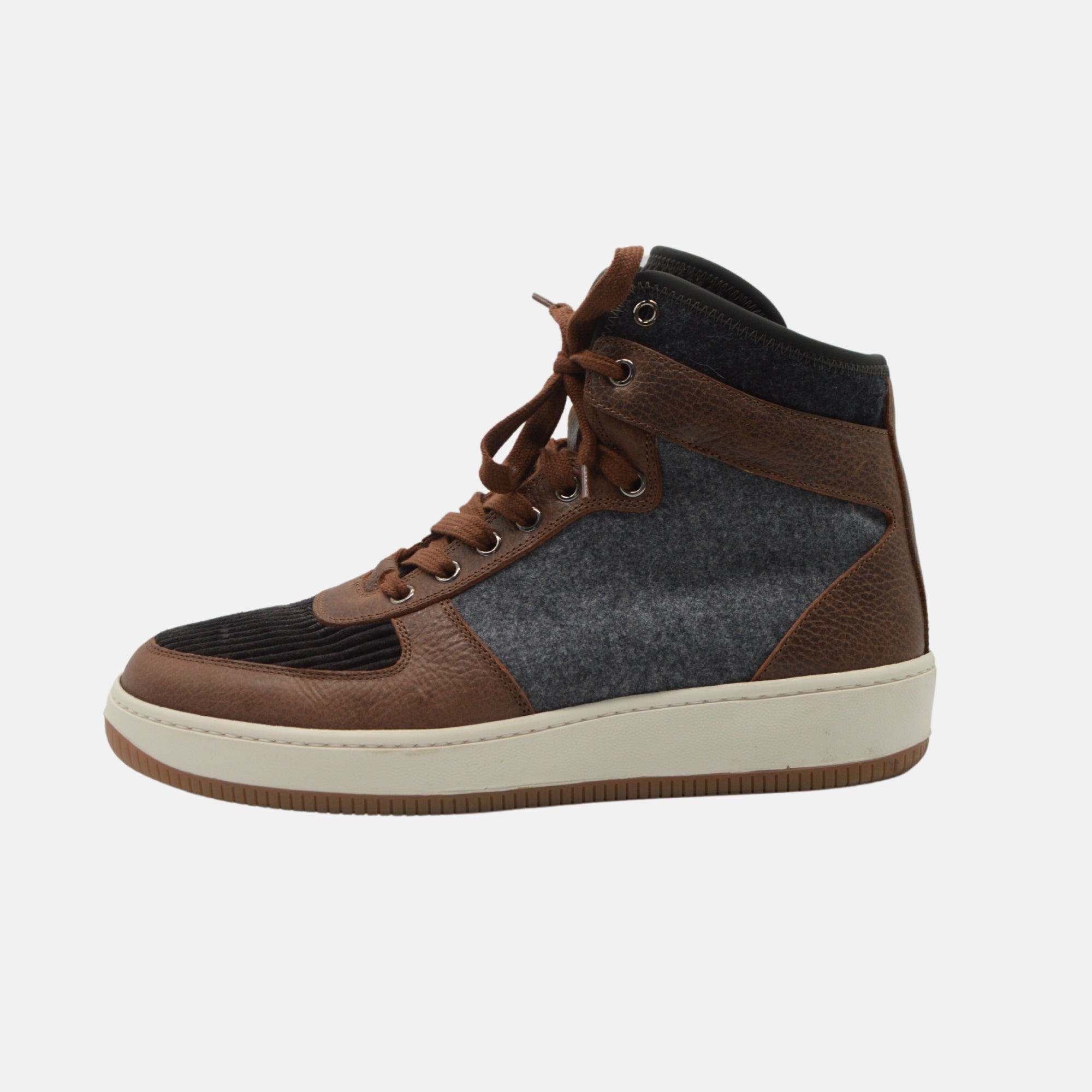 Brown/Grey Hightop Sneaker made of Leather/mixed Material (EU 42)