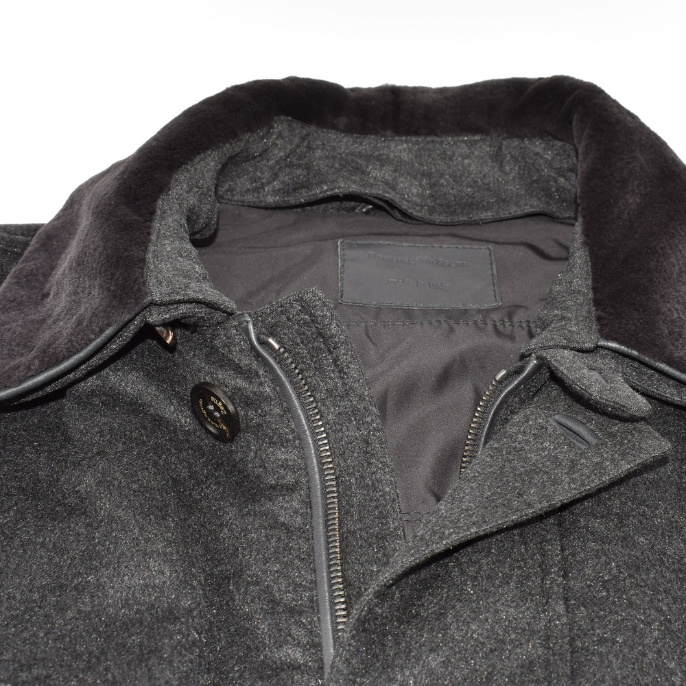 Dark Grey Cashmere Coat with Mink Collar (EU 50)