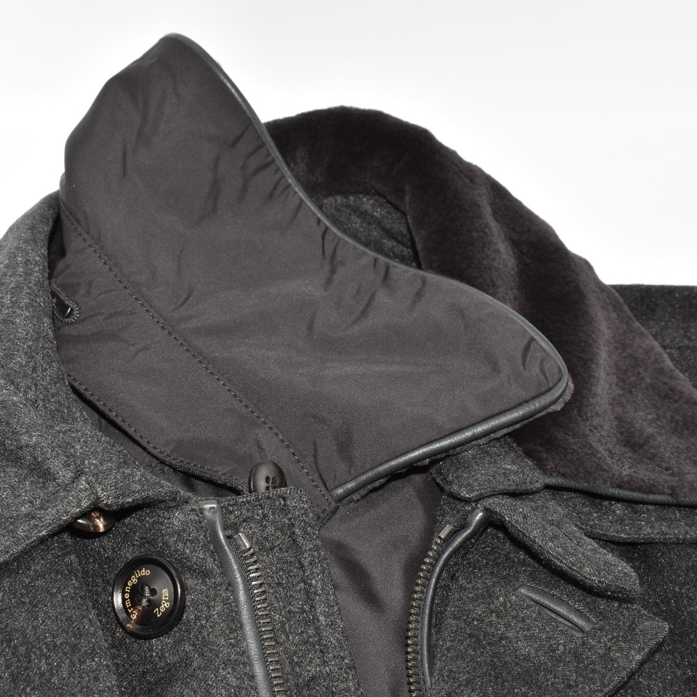 Dark Grey Cashmere Coat with Mink Collar (EU 50)
