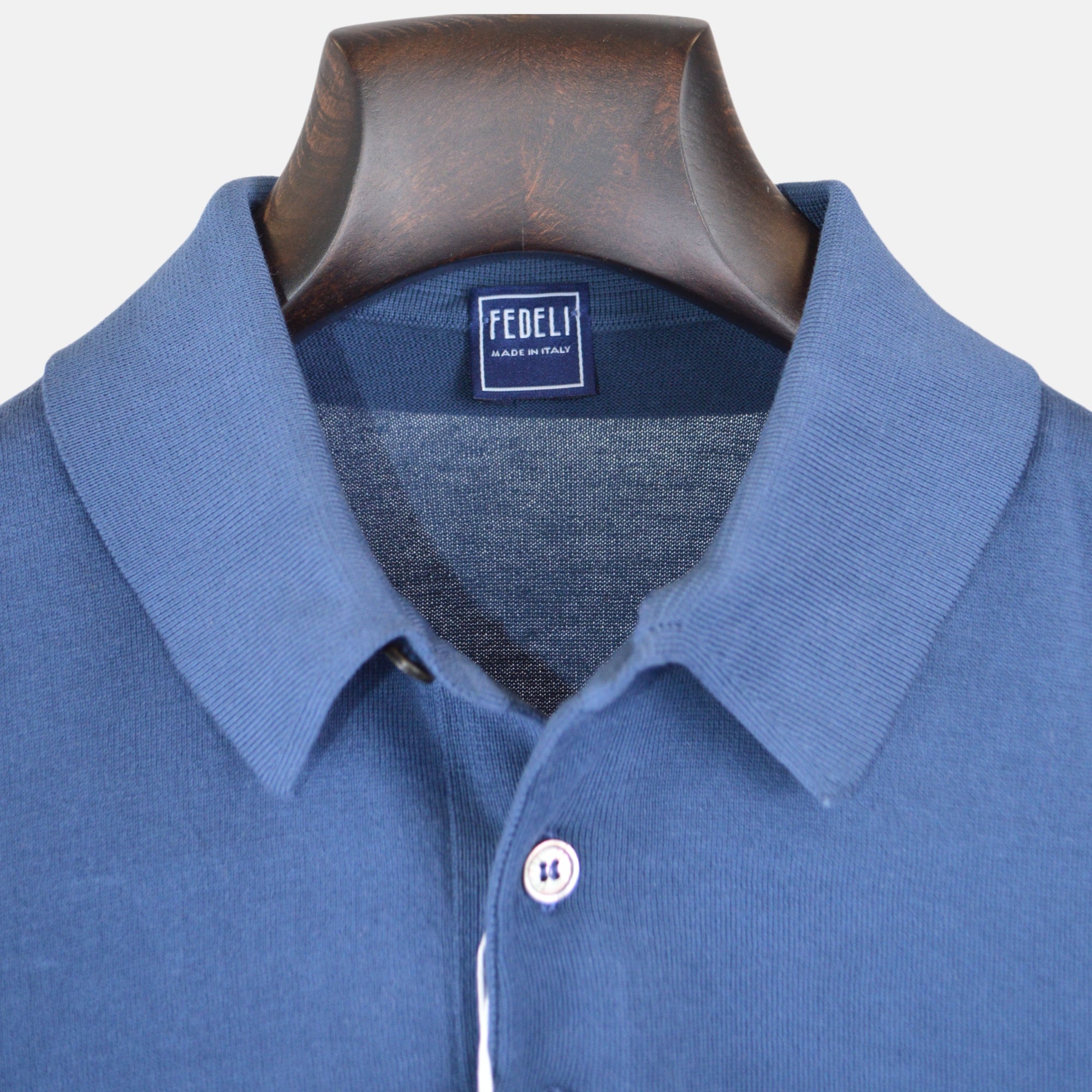 Blue Knit Poloshirt made of Cotton (EU 48)