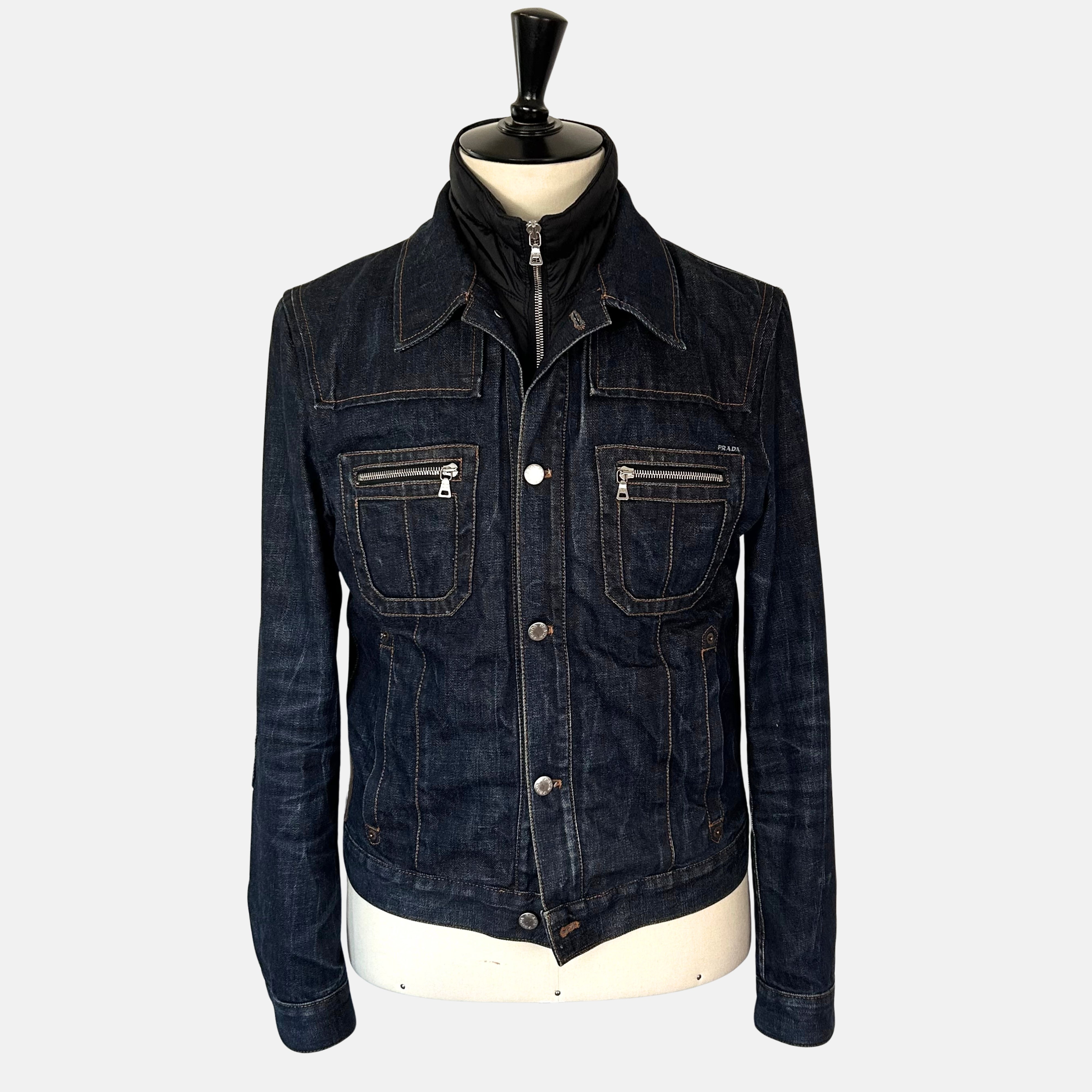 Navy Denim Jacket with Integrated Vest (EU 50)