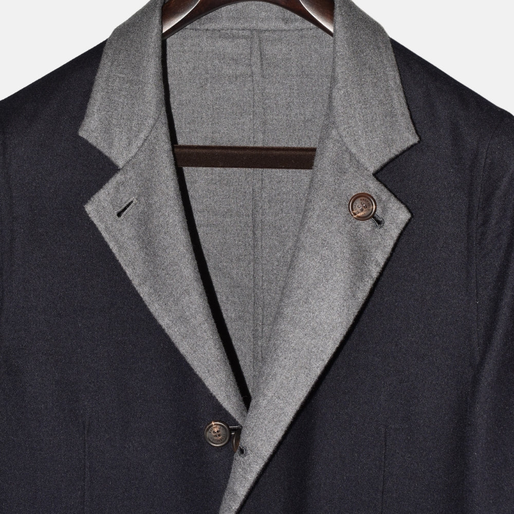 Navy/Grey Reversible Cashmere Blazer (EU 46)
