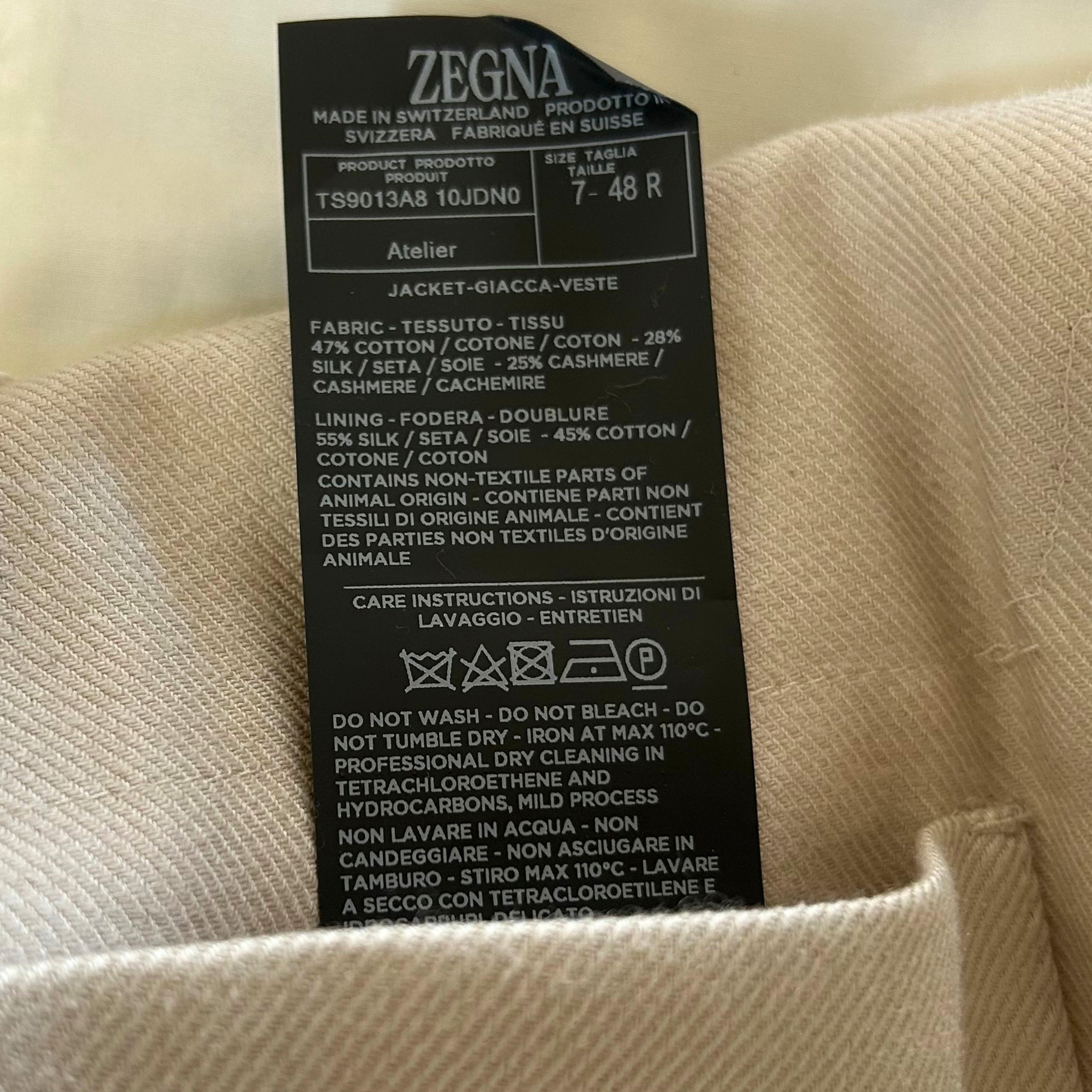 Ecru Double Breasted Blazer made of Cotton/Silk/Cashmere (EU 48)
