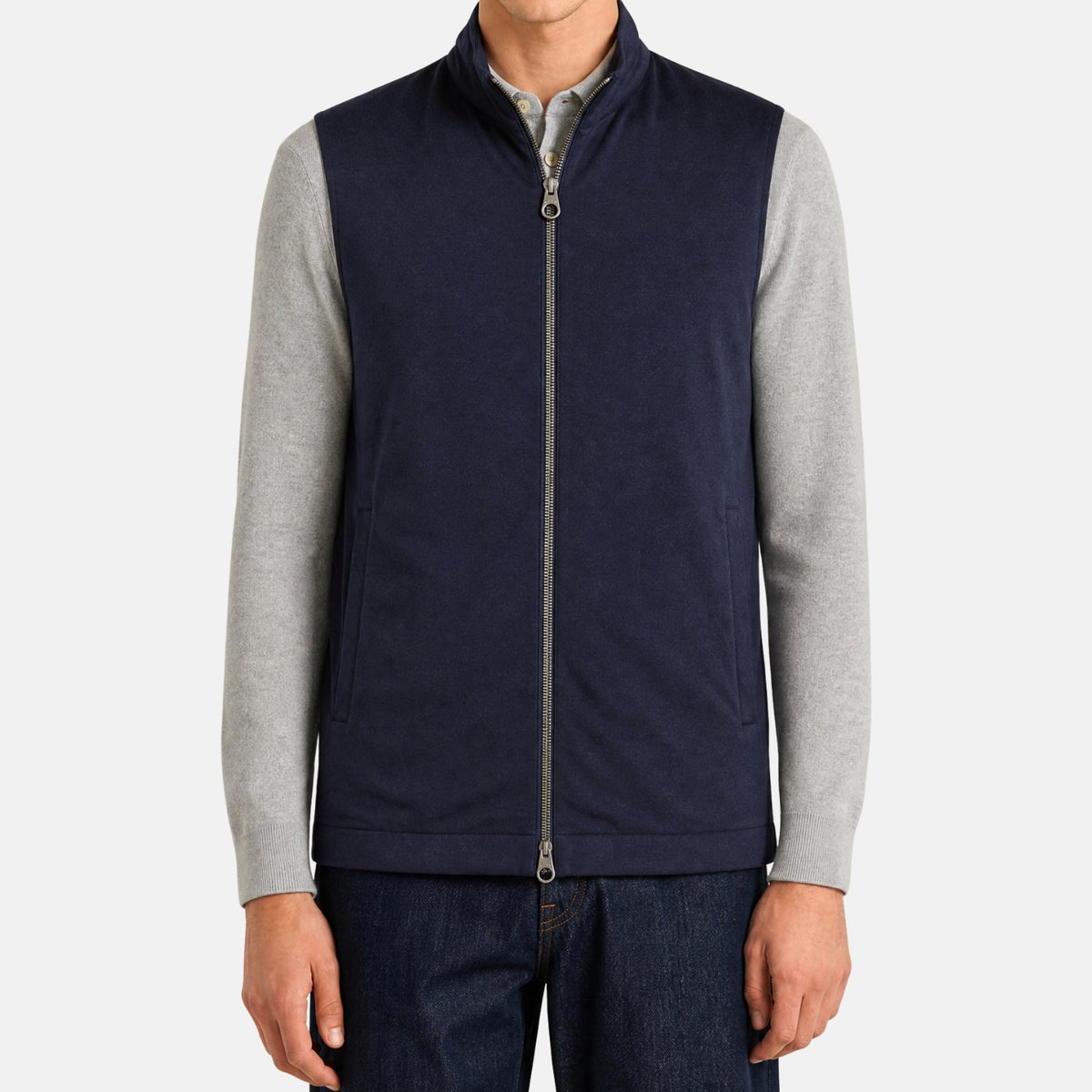 Loro Piana navy Windwish Storm System technical vest