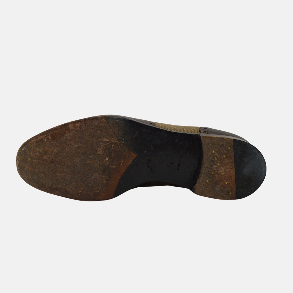 Brown/Olive Semi-Brogue Shoes made of Leather (EU 44)