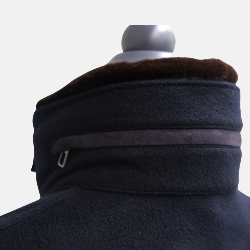 Navy Traveller Vicuña Jacket with Mink Collar