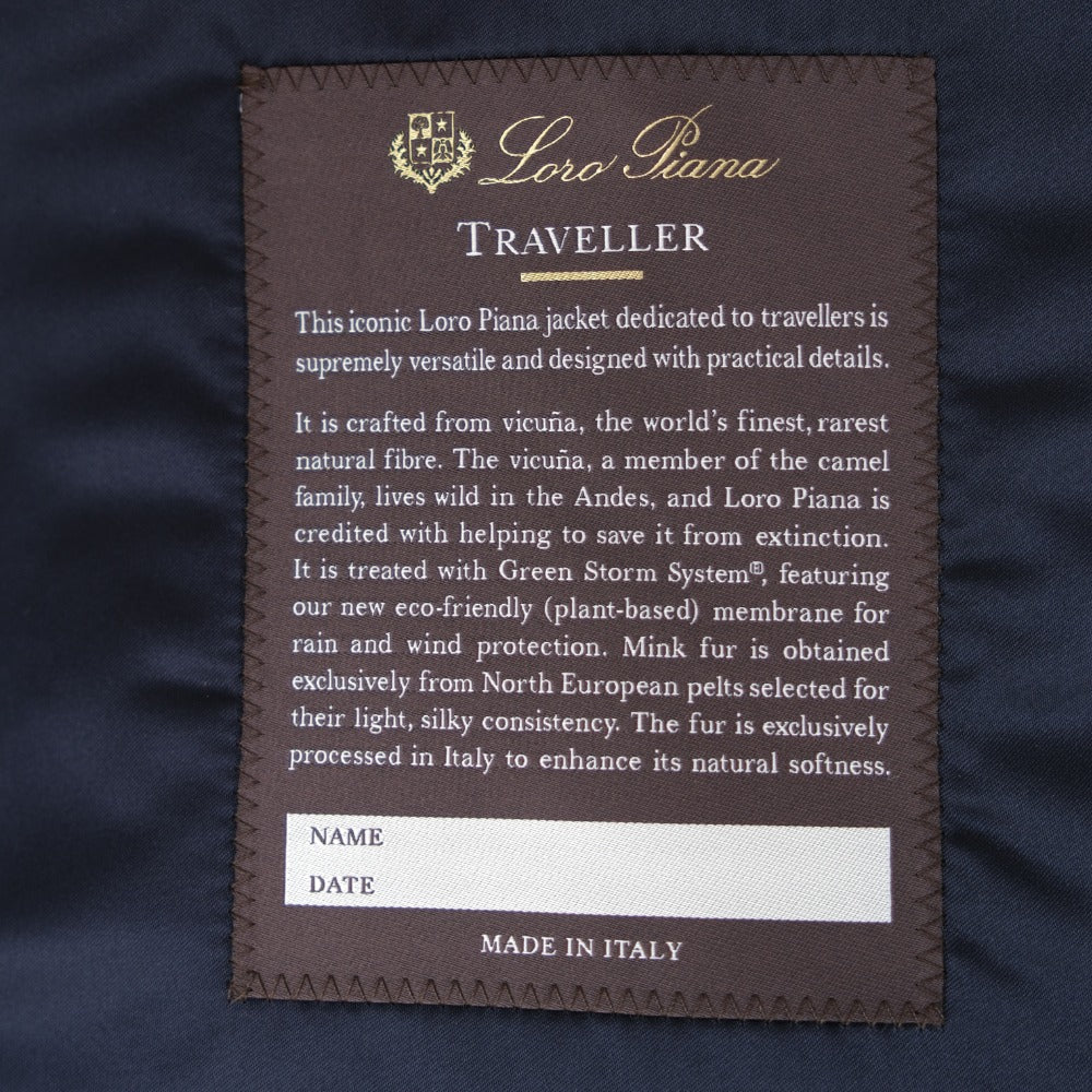 Navy Traveller Vicuña Jacket with Mink Collar