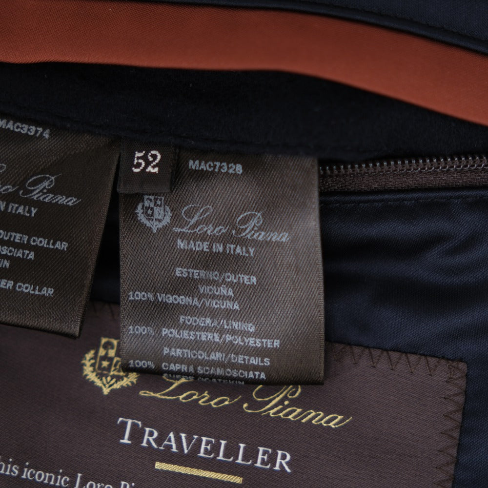 Navy Traveller Vicuña Jacket with Mink Collar
