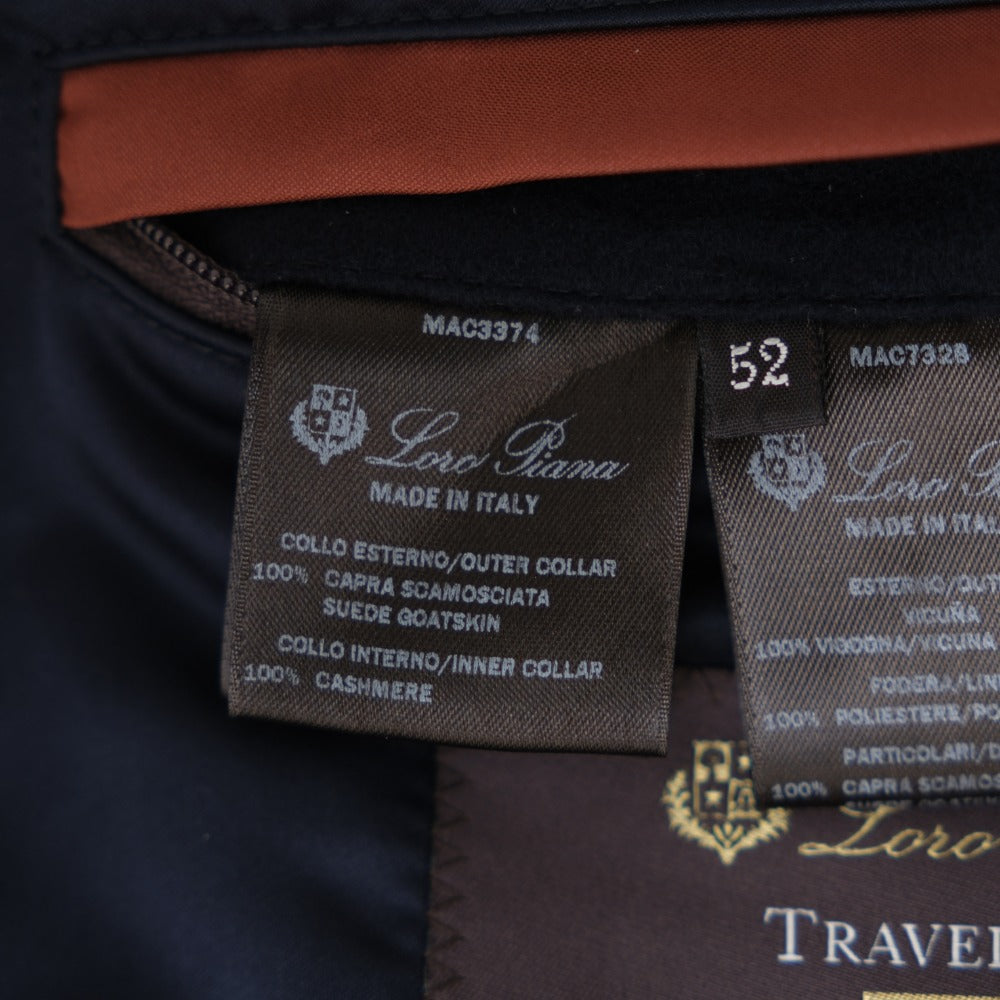 Navy Traveller Vicuña Jacket with Mink Collar