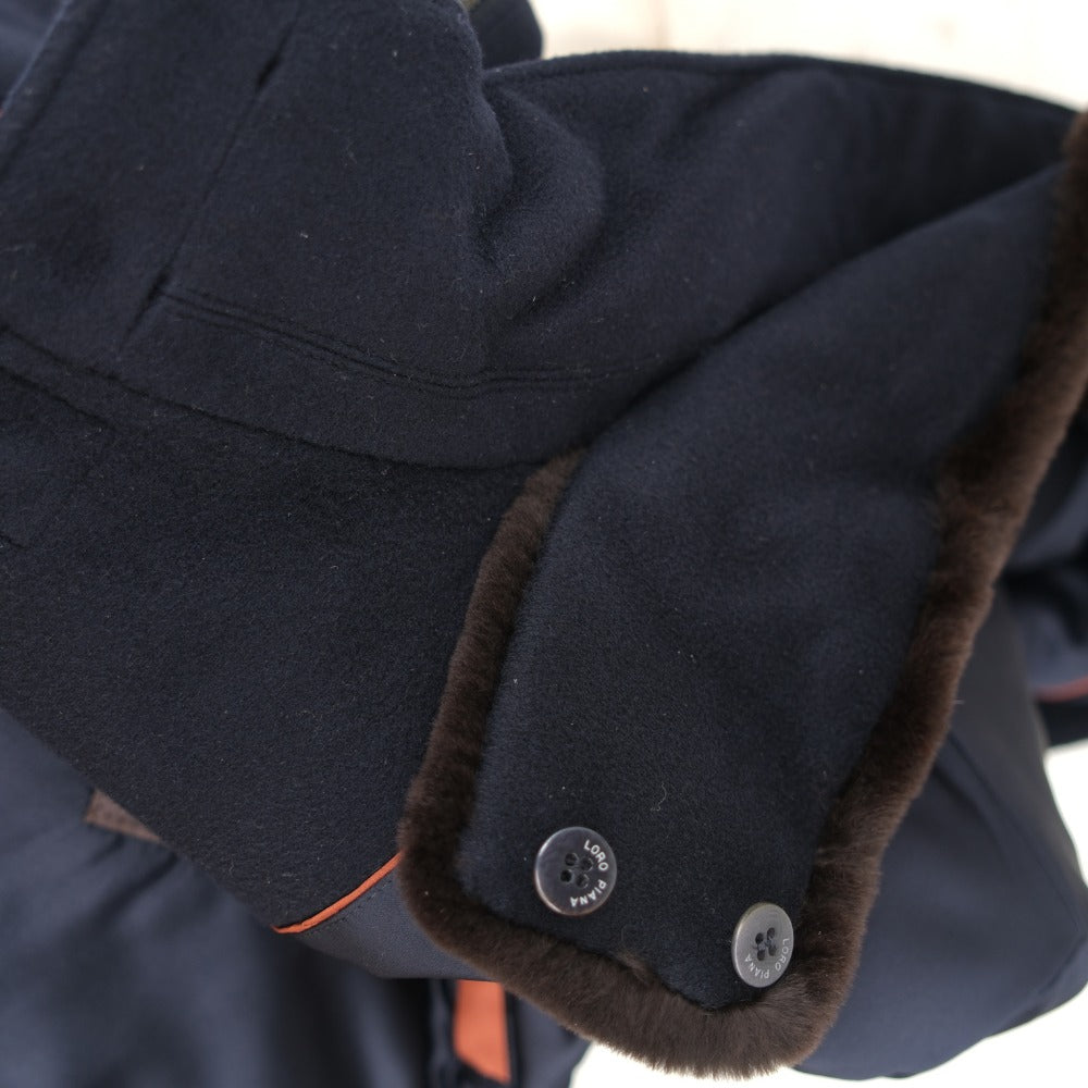 Navy Traveller Vicuña Jacket with Mink Collar