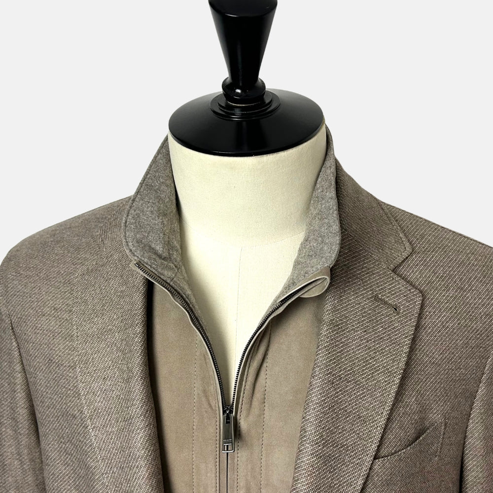 Greige Patterned Blazer made of Wool/Cashmere (EU 50)