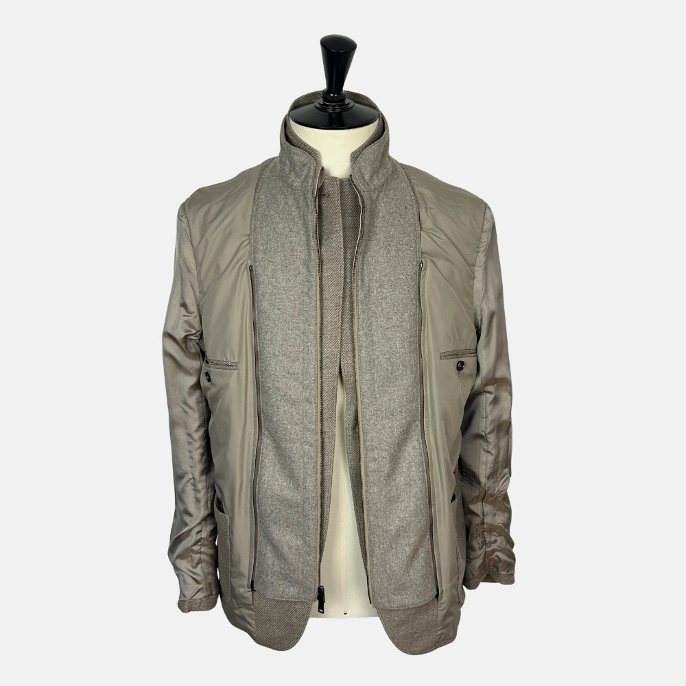 Greige Patterned Blazer made of Wool/Cashmere (EU 50)