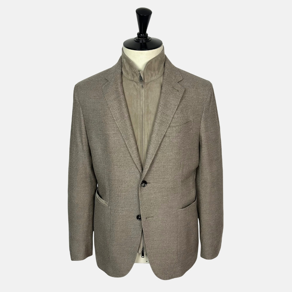 Greige Patterned Blazer made of Wool/Cashmere (EU 50)