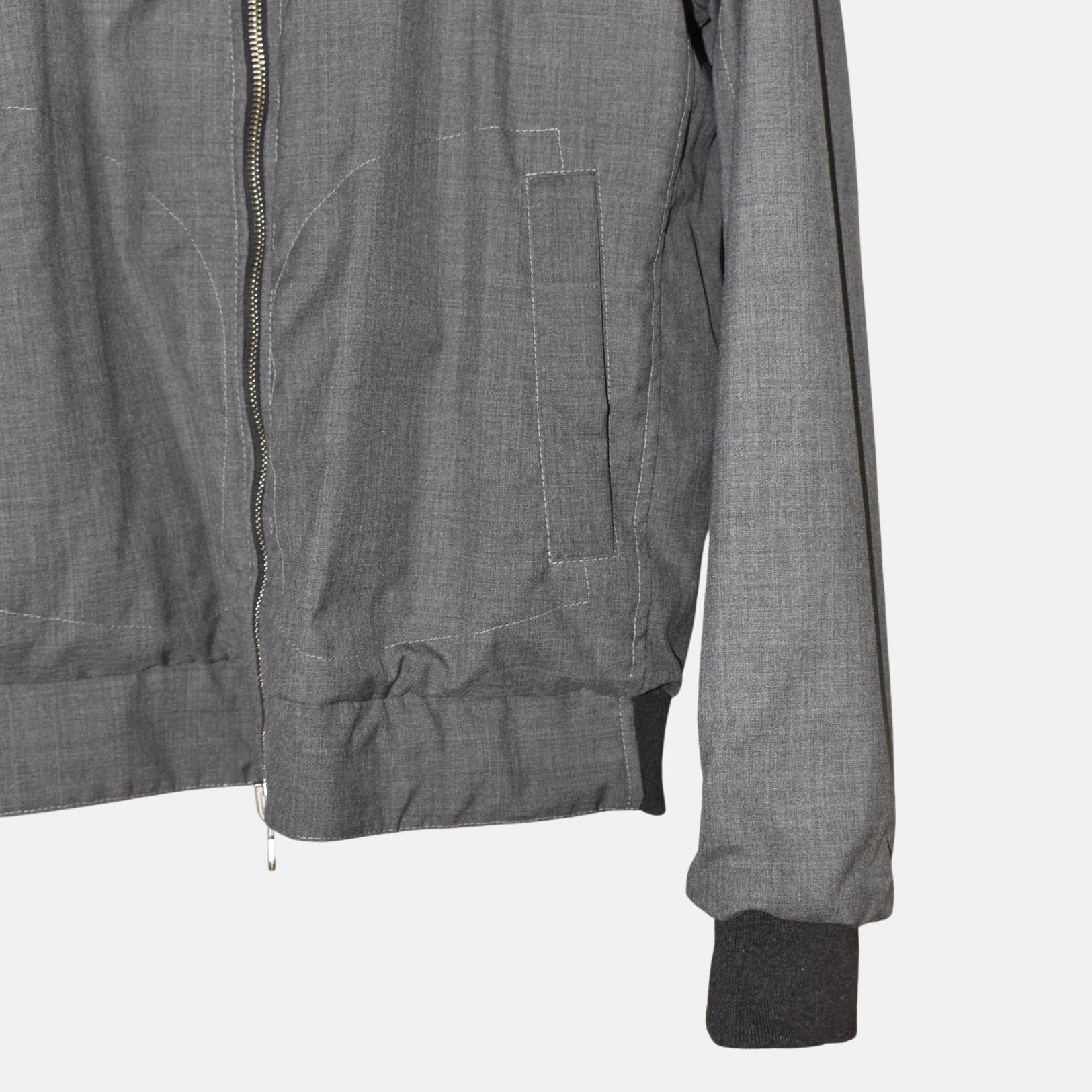 Off-White/ Grey Reversible Leather Jacket (L)