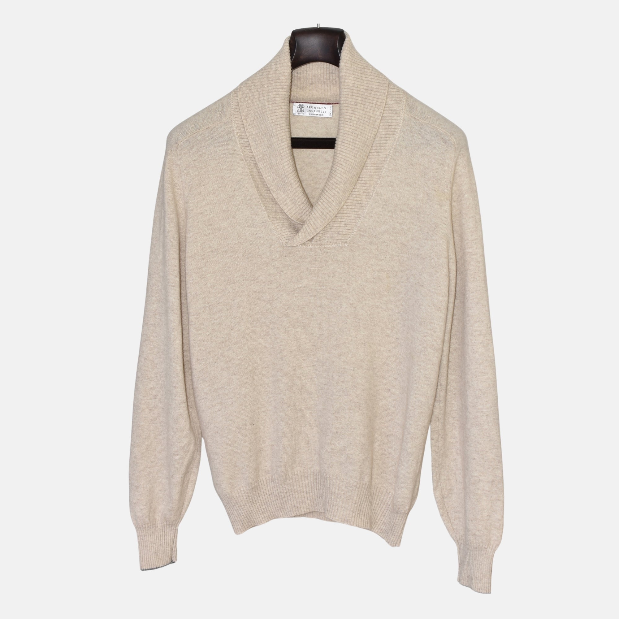 Beige Shawl Collar Sweater made of Cashmere (EU 50)