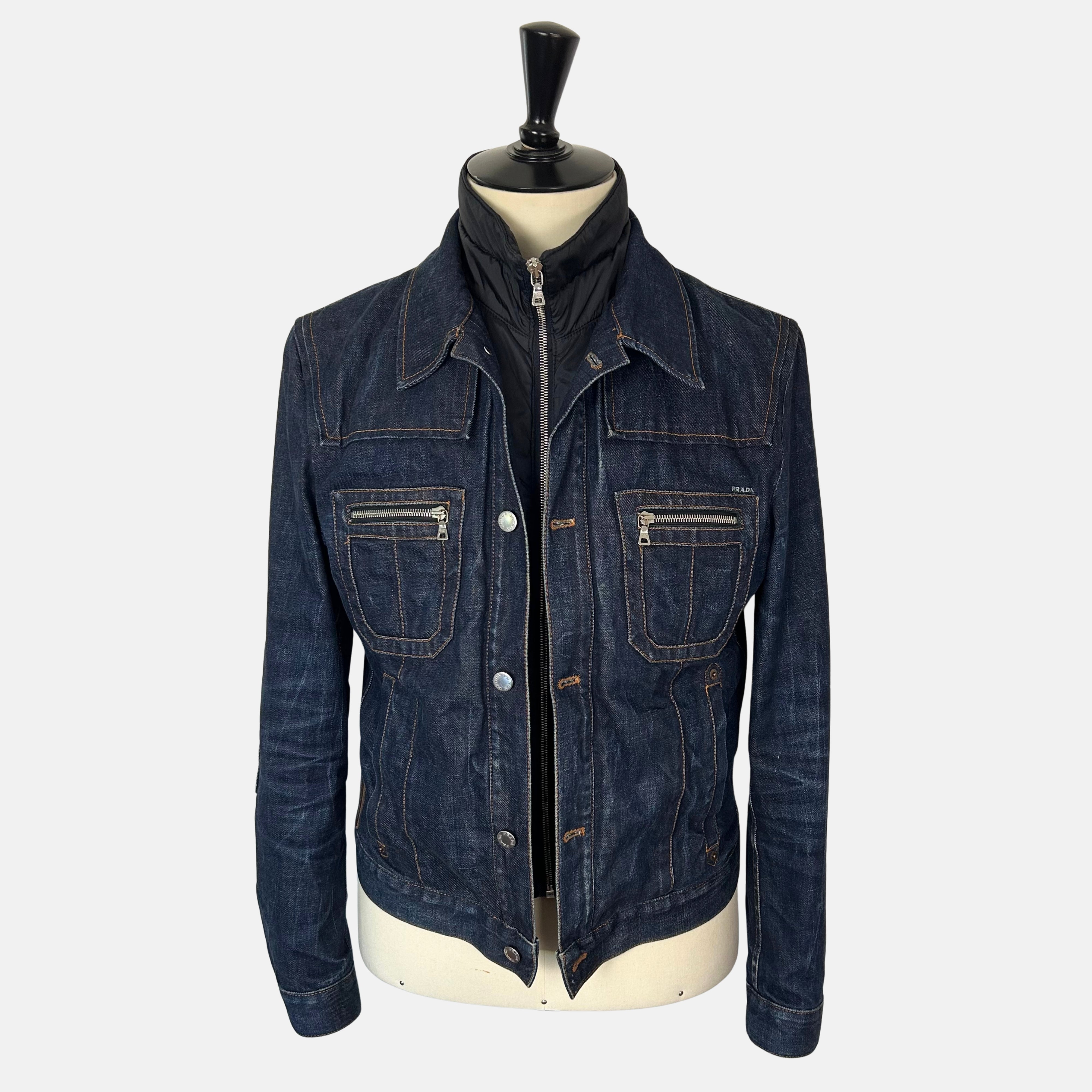 Navy Denim Jacket with Integrated Vest (EU 50)