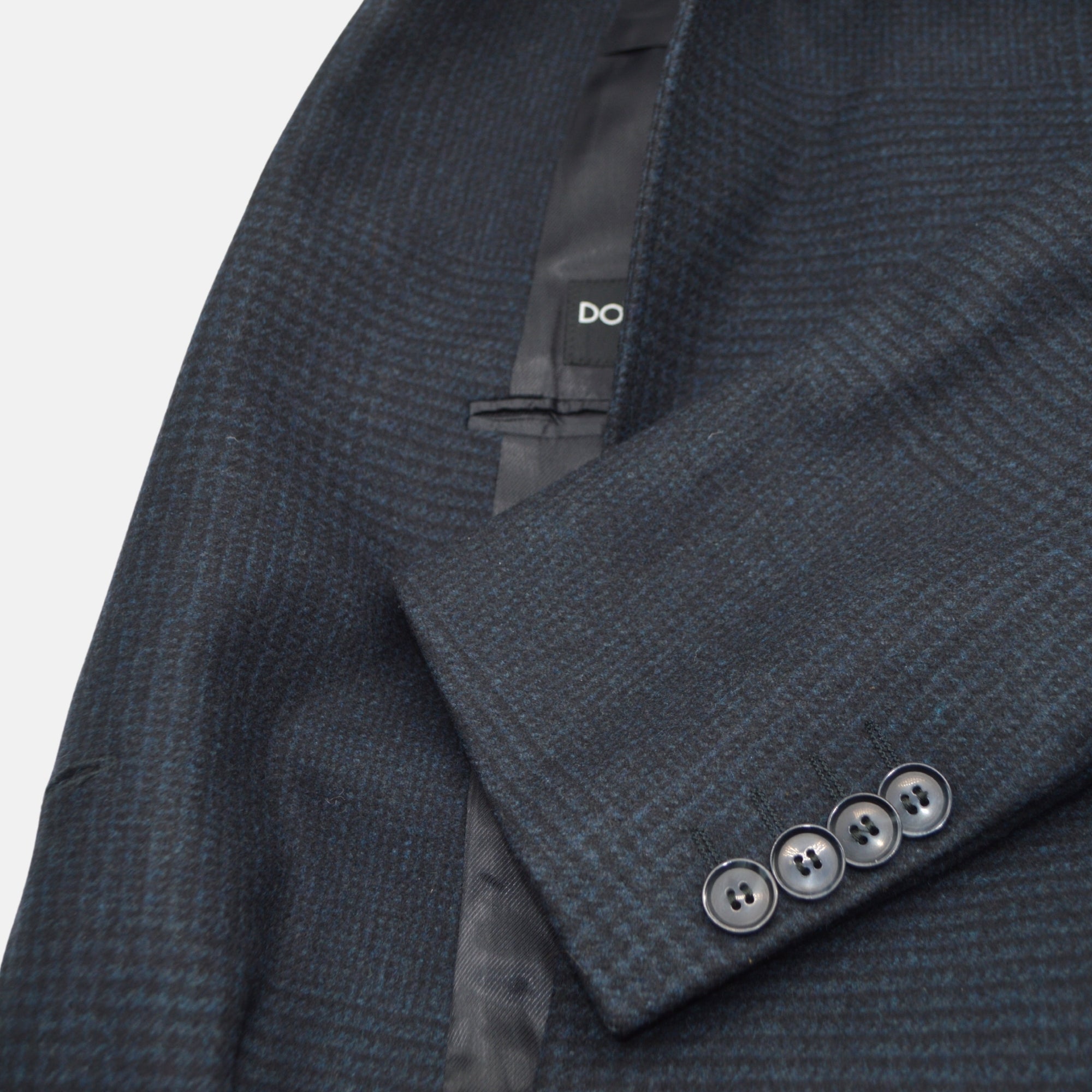 Navy Blue Patterned Coat made of Virgin Wool/Cashmere (EU 48)