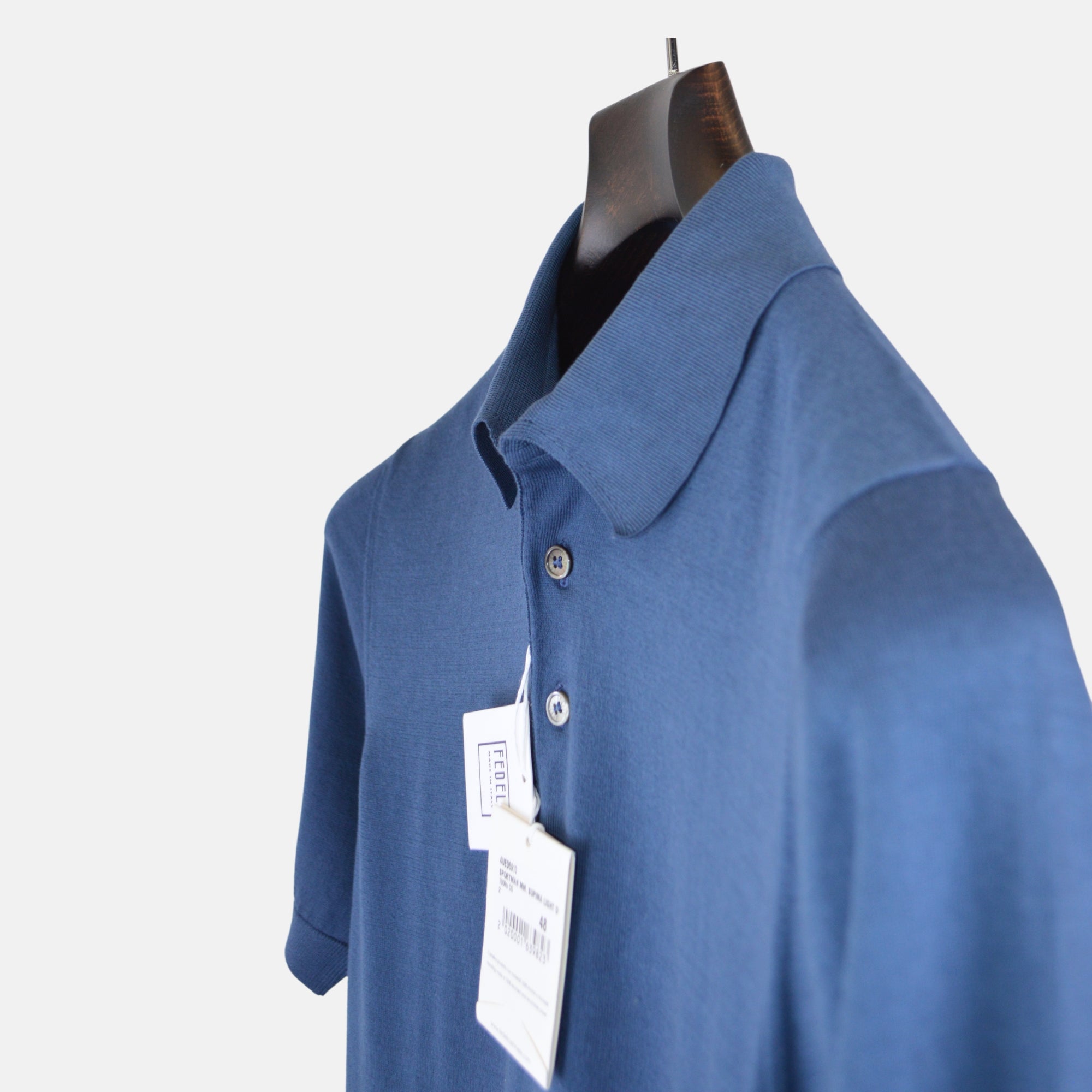 Blue Knit Poloshirt made of Cotton (EU 48)