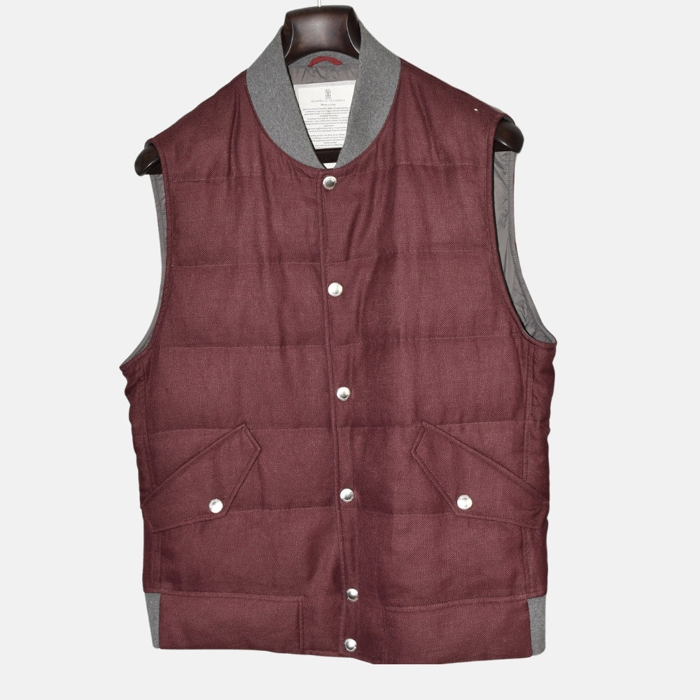 Burgundy Down Vest made of Cotton/Cashmere (M)