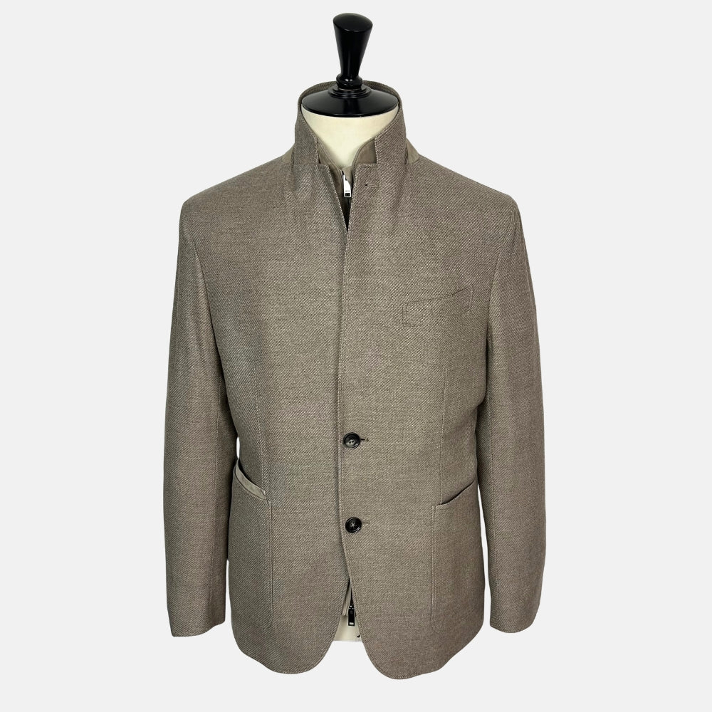 Greige Patterned Blazer made of Wool/Cashmere (EU 50)