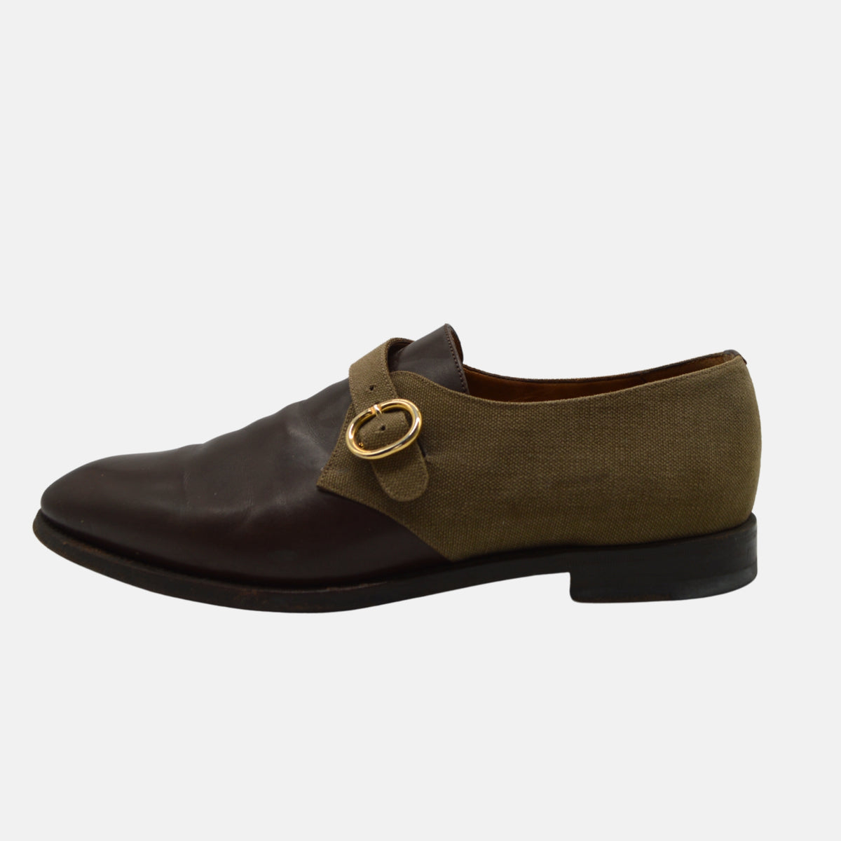 Brown/Olive Shoes made of Leather /Linen (EU 44)