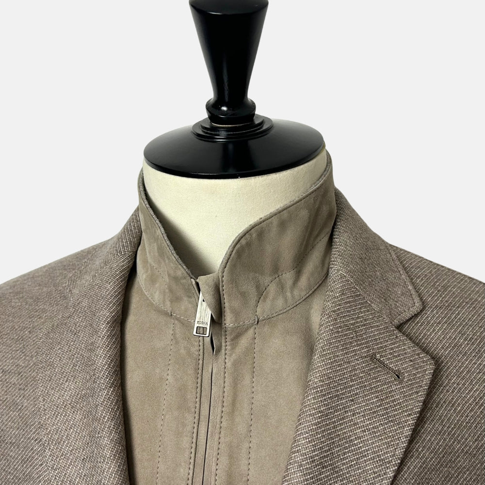 Greige Patterned Blazer made of Wool/Cashmere (EU 50)