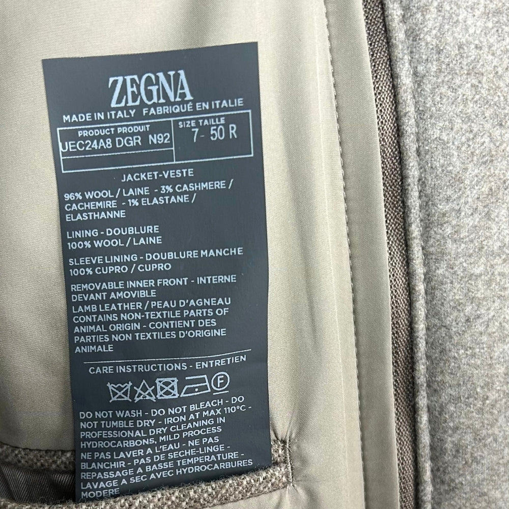 Greige Patterned Blazer made of Wool/Cashmere (EU 50)