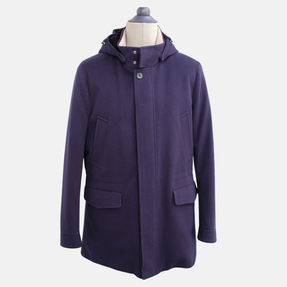 Blue Vicuna Parka with Mink Lined Hood (M)