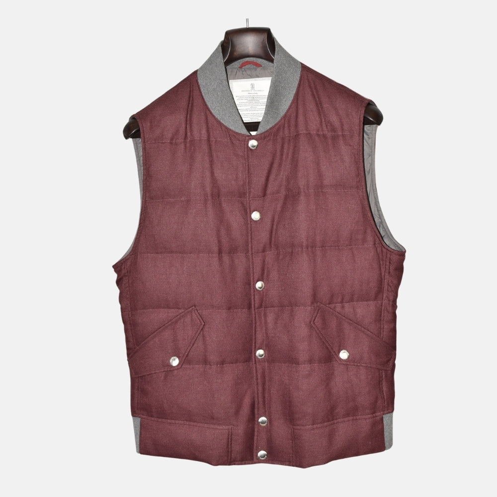 Burgundy Down Vest made of Cotton/Cashmere (M)