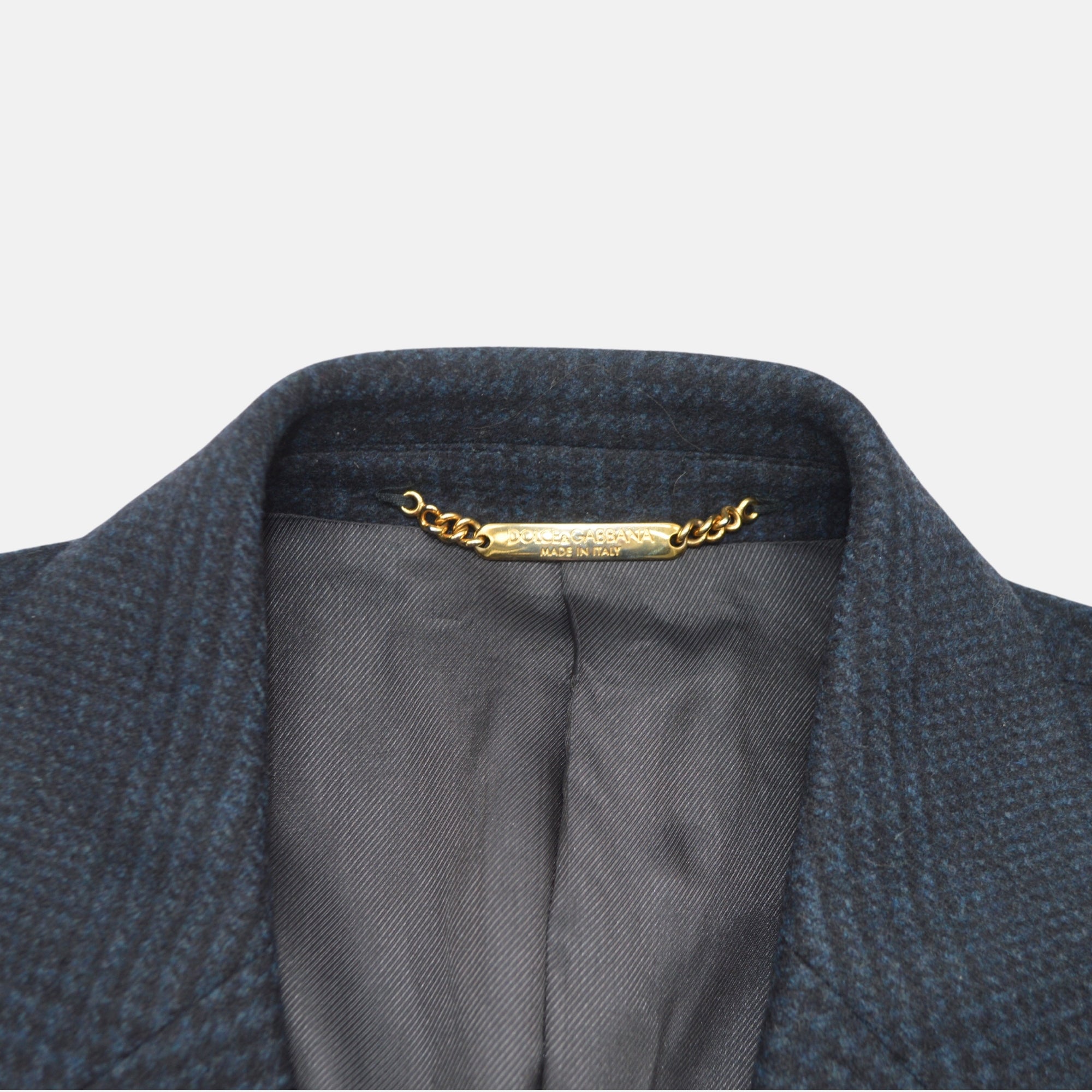 Navy Blue Patterned Coat made of Virgin Wool/Cashmere (EU 48)