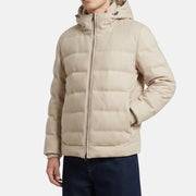 Beige Down Jacket "C.O.L.D." made of Cashmere (L)