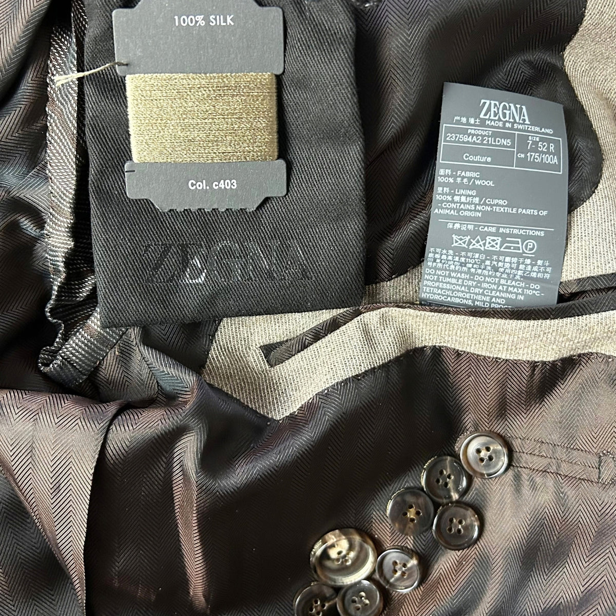 Zegna XXX Suit 15MilMil15 Greige Melange (EU 52)
