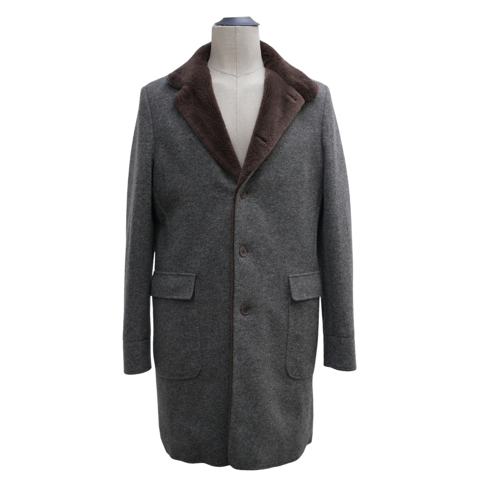 Grey Cashmere Coat with Mink Lining (M)