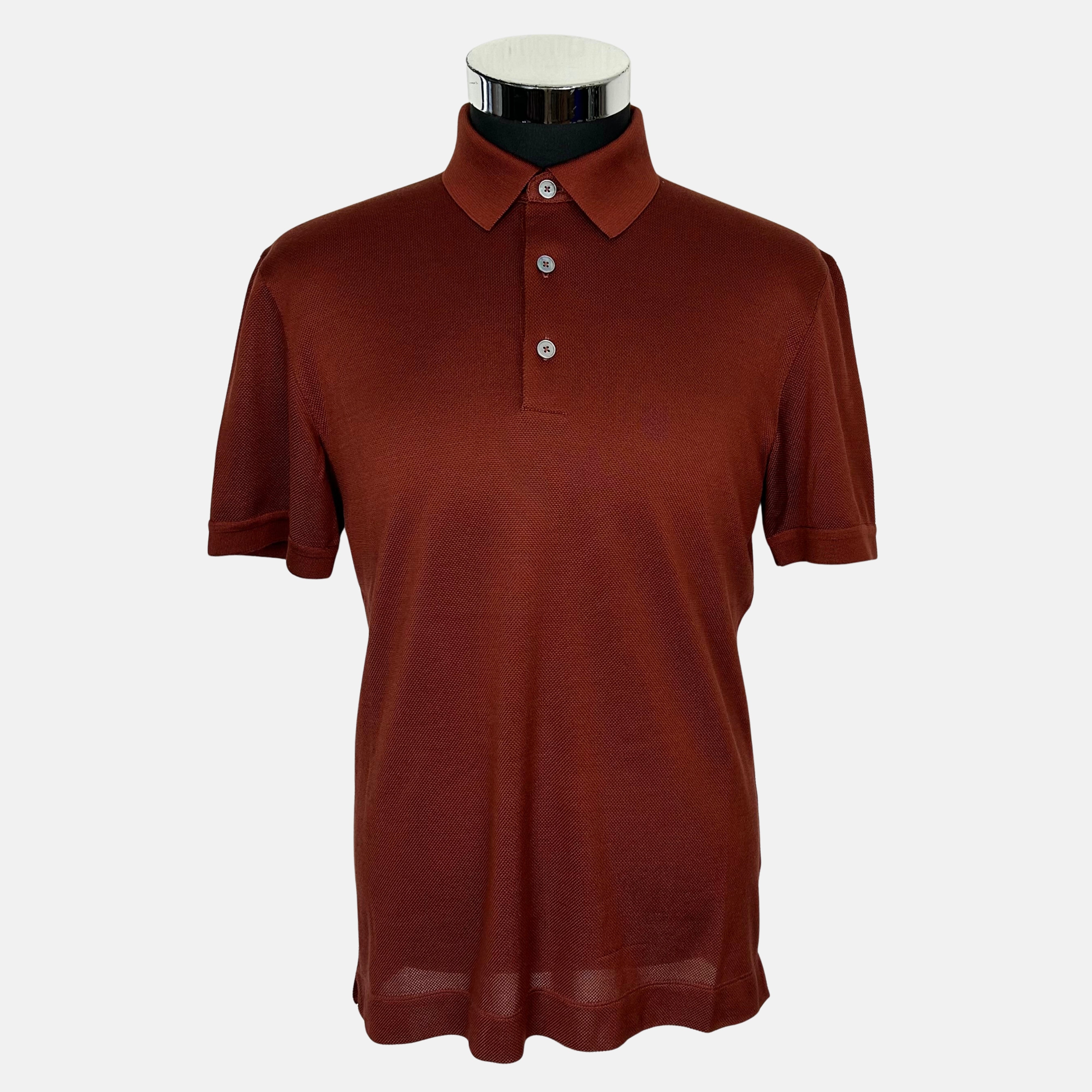 Rust Brown Polo Shirt made of Silk (EU 48)