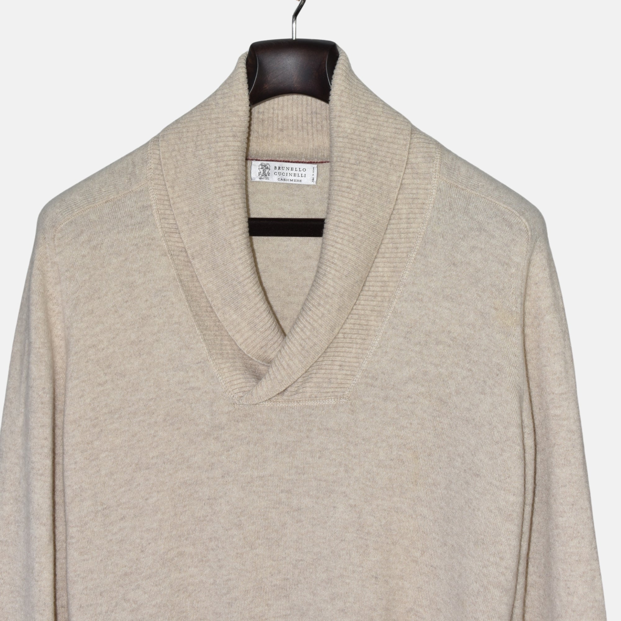 Beige Shawl Collar Sweater made of Cashmere (EU 50)