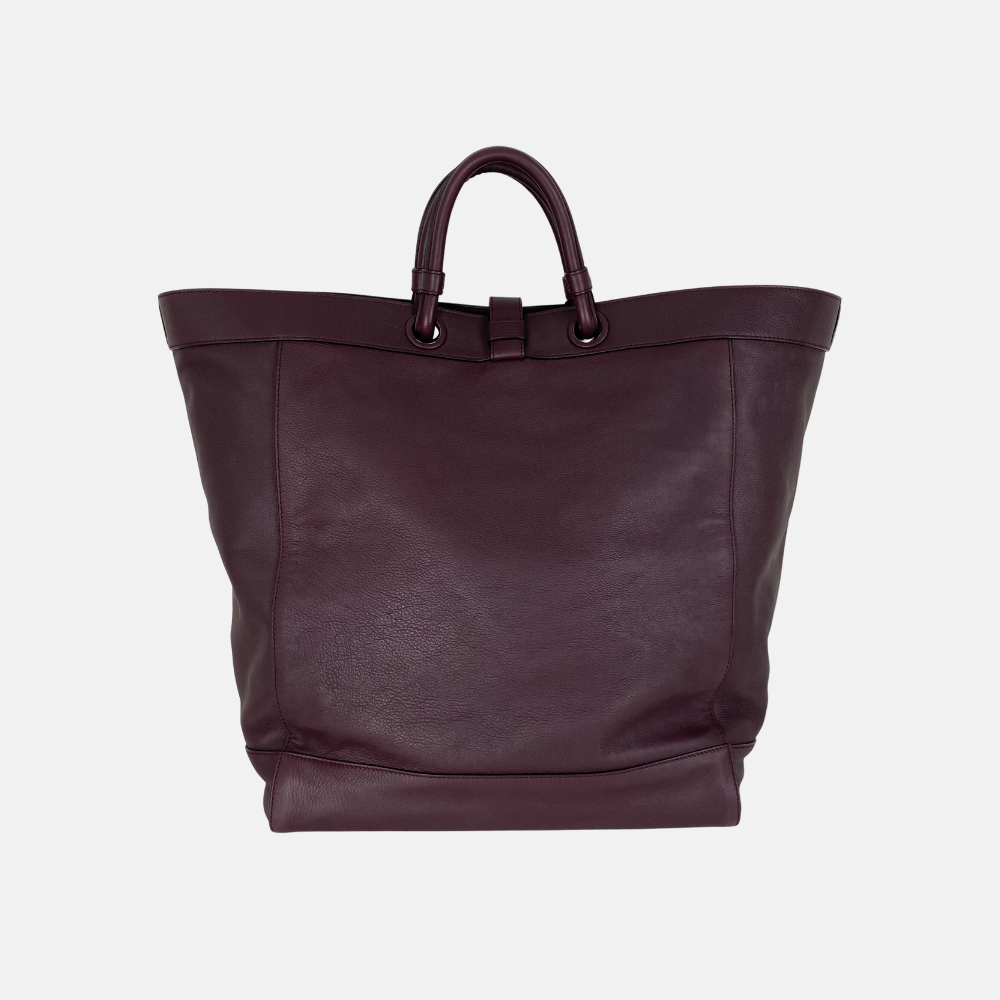 Dark Red Tote Bag made of Calfskin