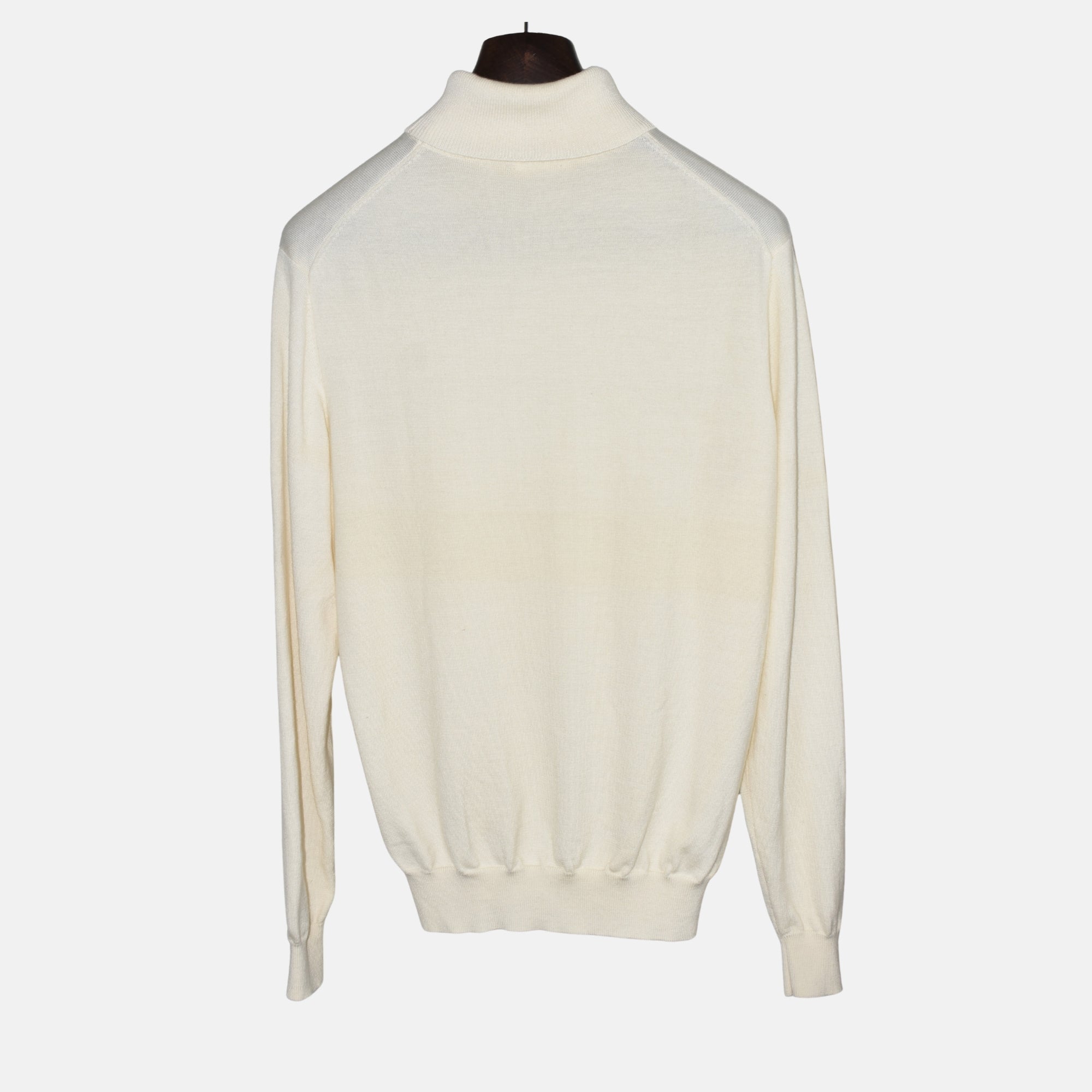 Cream Turtleneck Sweater made of Merino Wool (XL)
