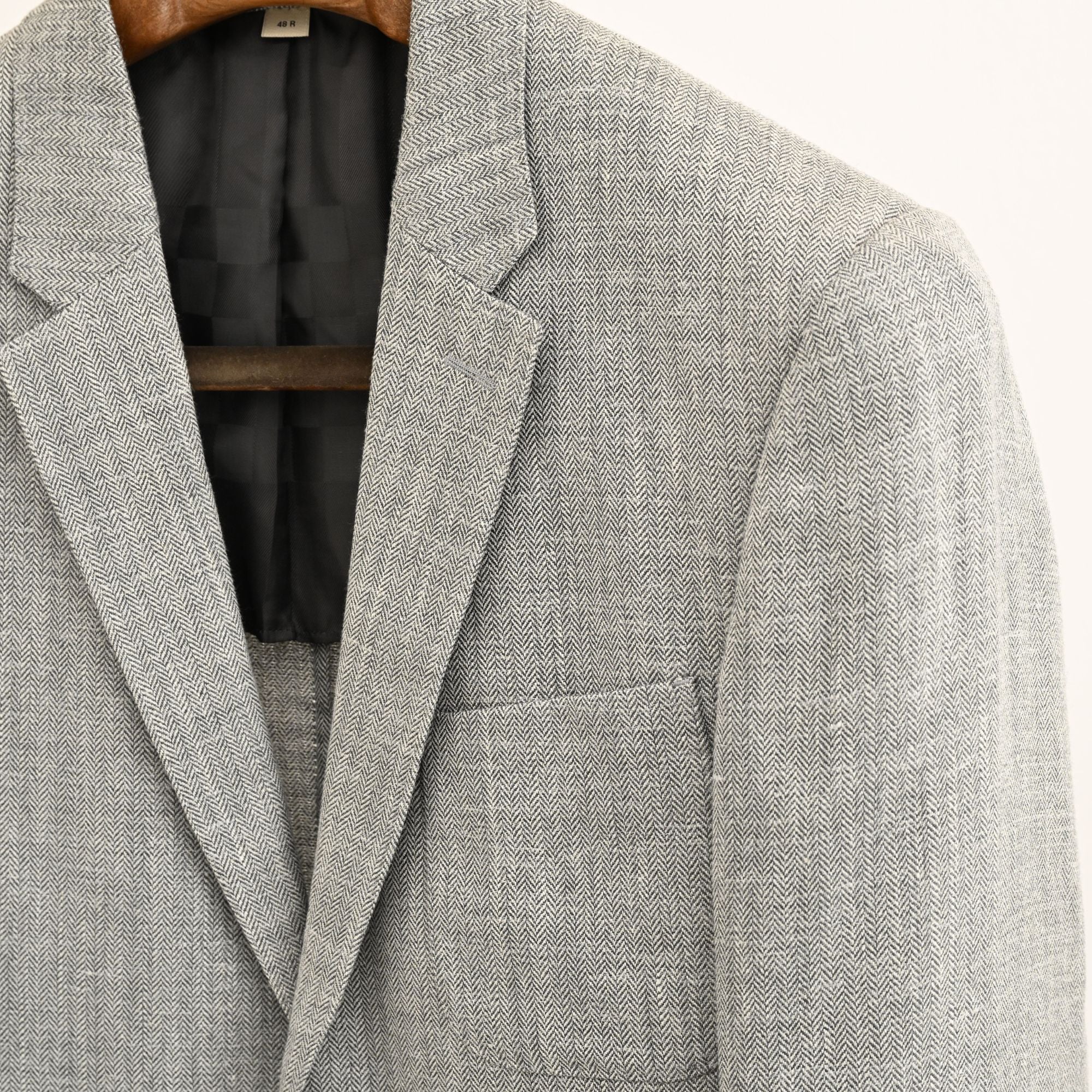 Grey/White Blazer made of Wool/Silk/Linen