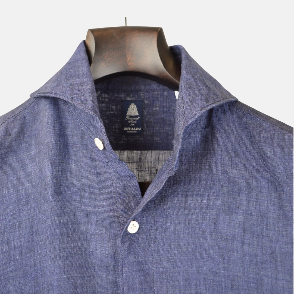 Navy Shirt made of Linen (S)