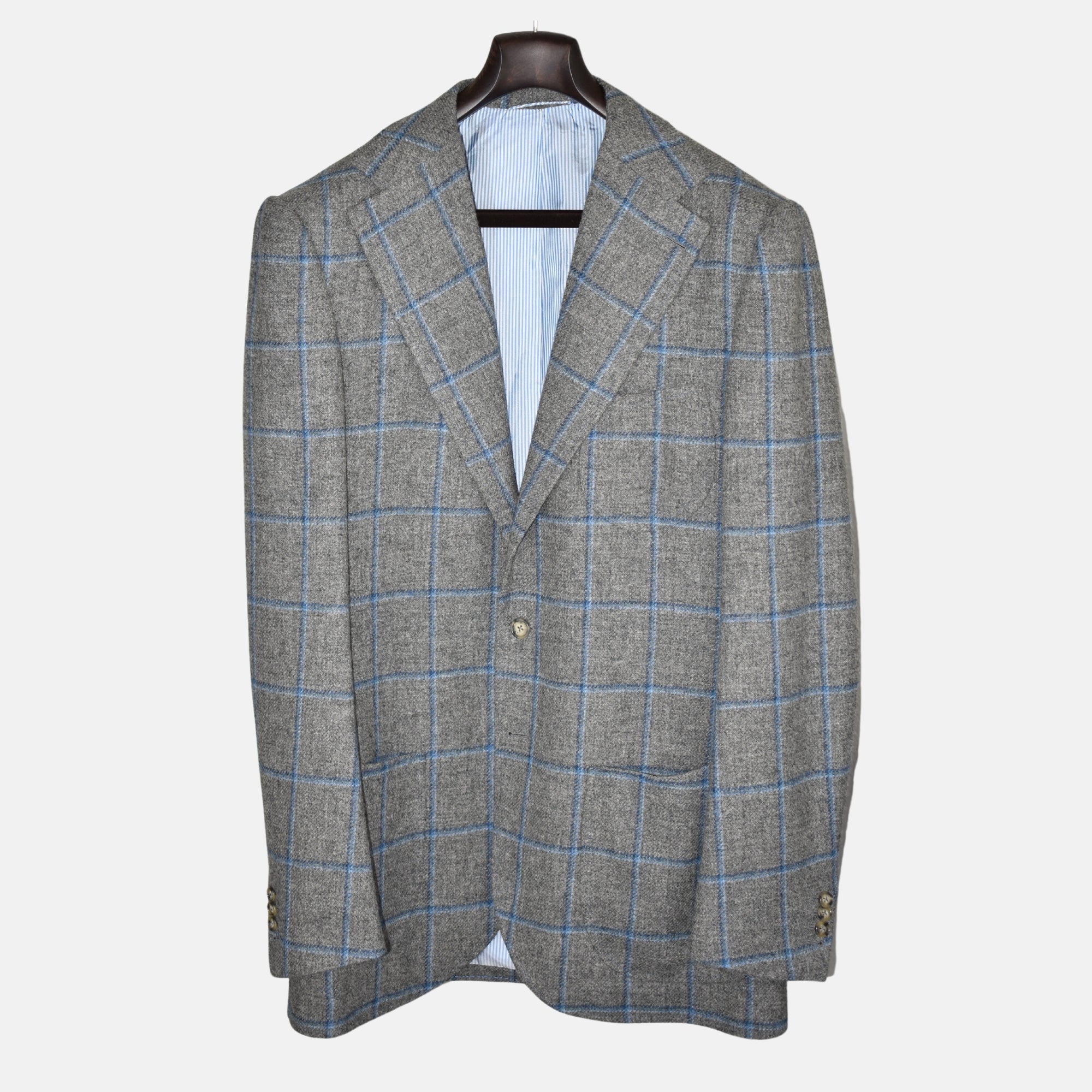 Gray/Blue Checkered Blazer made of Wool (bespoke)