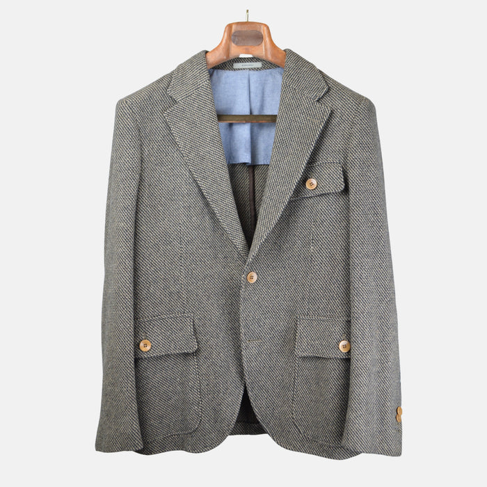 Beige/Black Geometric Blazer made of Cotton/Wool (EU 48)