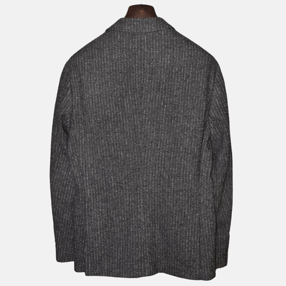 Gray-White Striped Double Breasted Blazer made of Alpaca/Wool/Polyamide/Cashmere (EU 52)