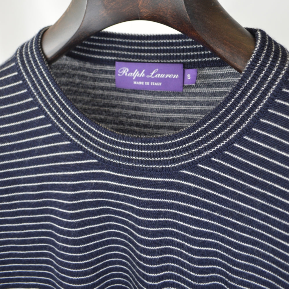 Navy/Creme Striped Sweater made of Cashmere/Silk (S)