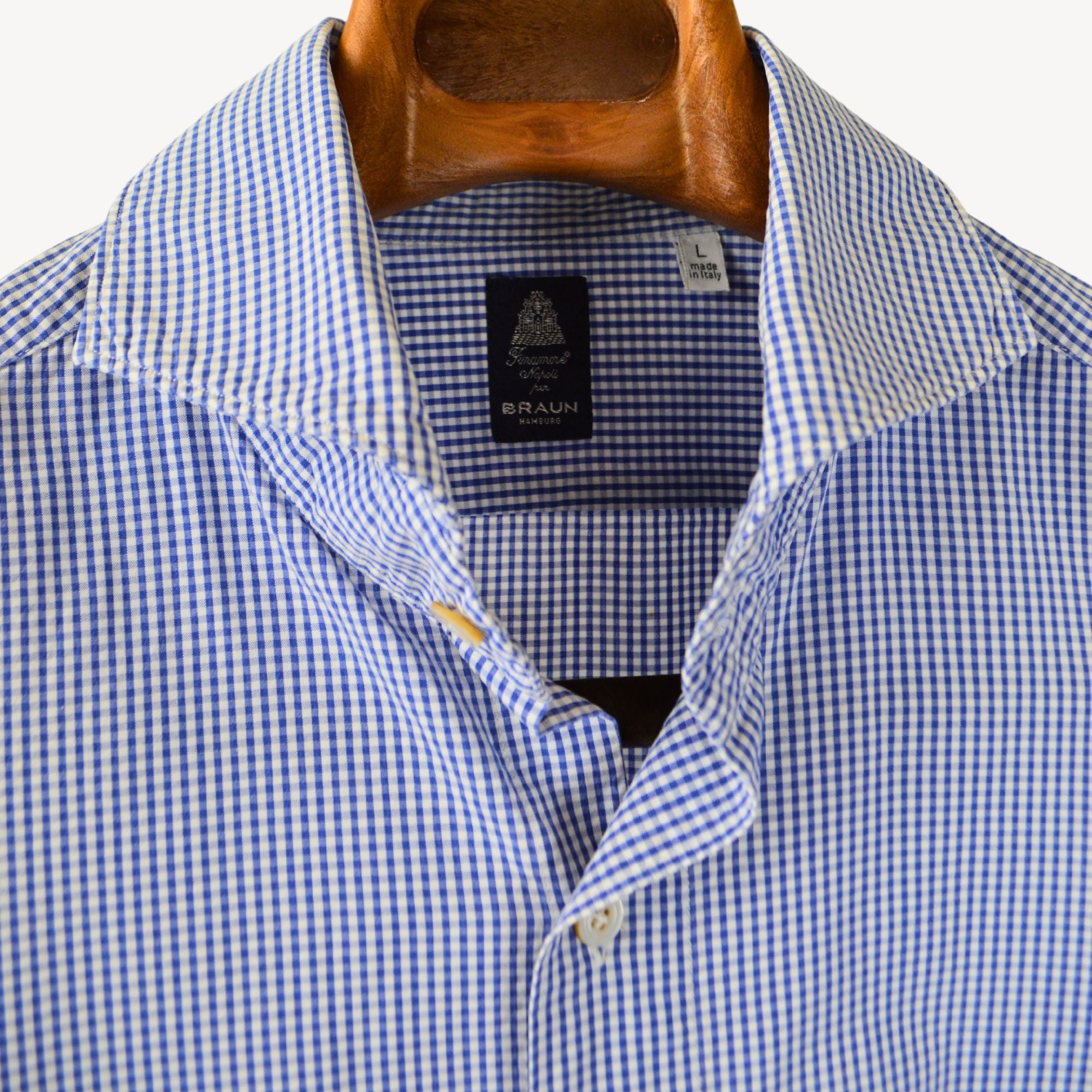 White/Blue Checked Cotton Shirt (L)