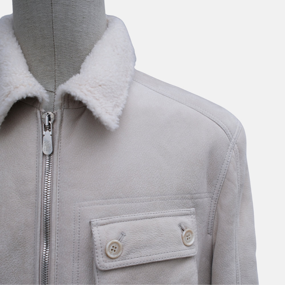Taupe Jacket made of Sheepskin (L)