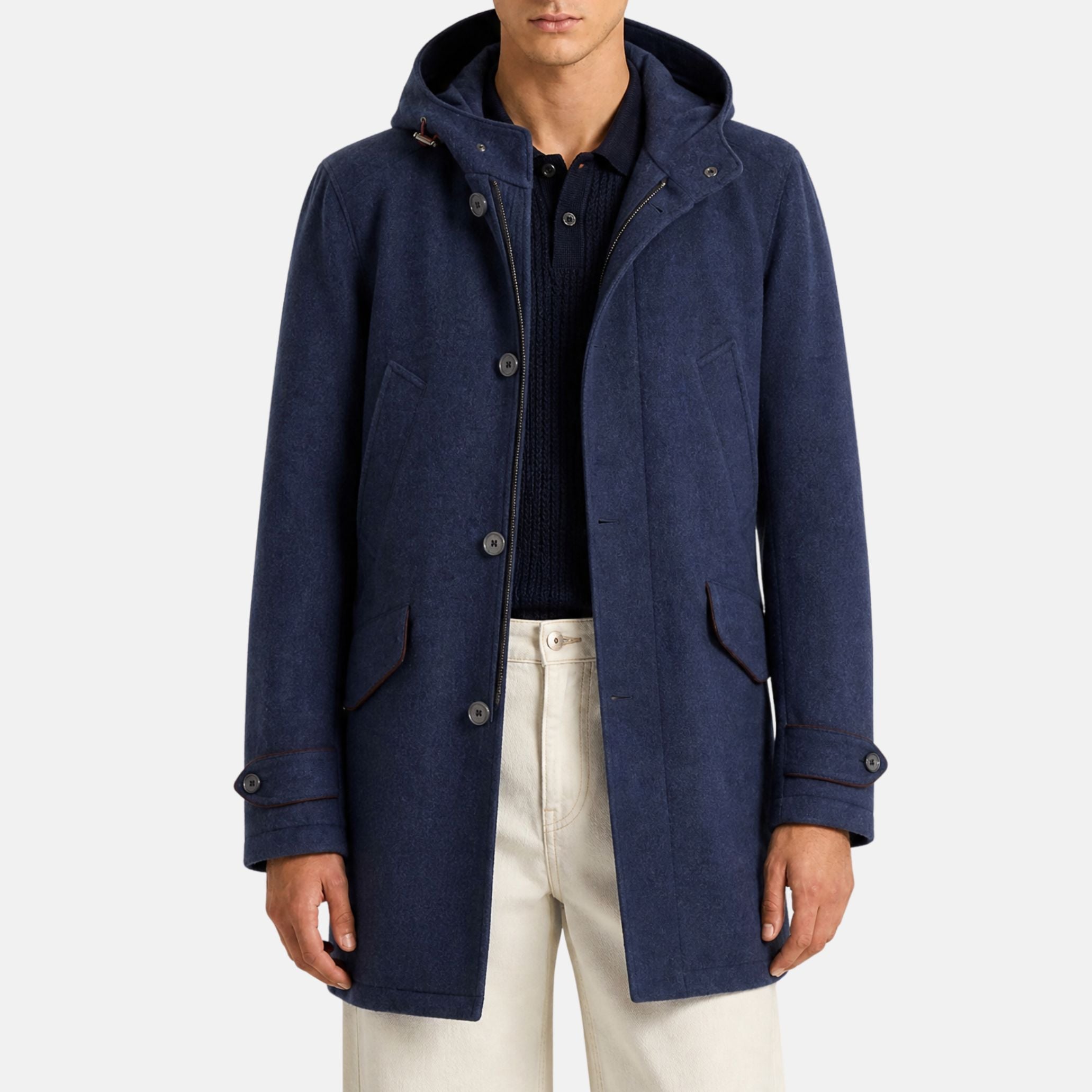 Blue Storm System Parka made of Cashmere/Polyamide/Elastane with Suede Details (S)