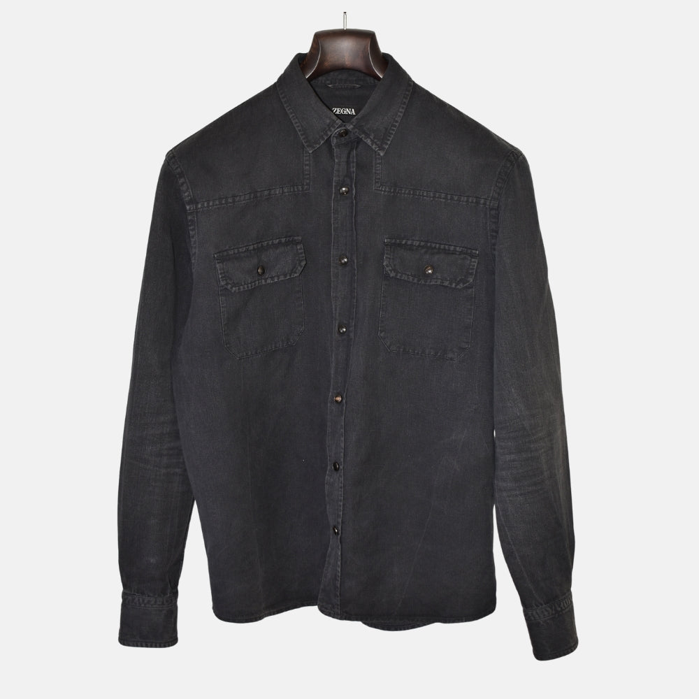 Black Denim Shirt made of Cotton (L)